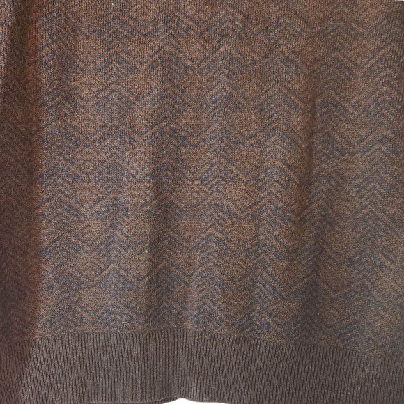 Jos A Bank Reserve Lambs Wool Crewneck Sweater Brown & Black Herringbone Large - Picture 11 of 11